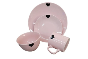 KIT JANTAR CORACAO 4 PCS ROSA REF-DR0038HT1